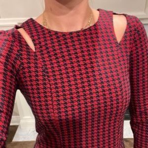 Cute Houndstooth Everyday Dress (Red & Navy)